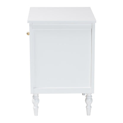 Roni Modern White Wood 1-Drawer Nightstand with Scalloped Edges