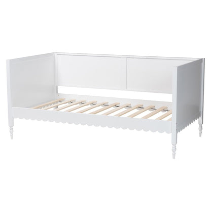 Roni Modern White Wood Twin Daybed with Scalloped Edges