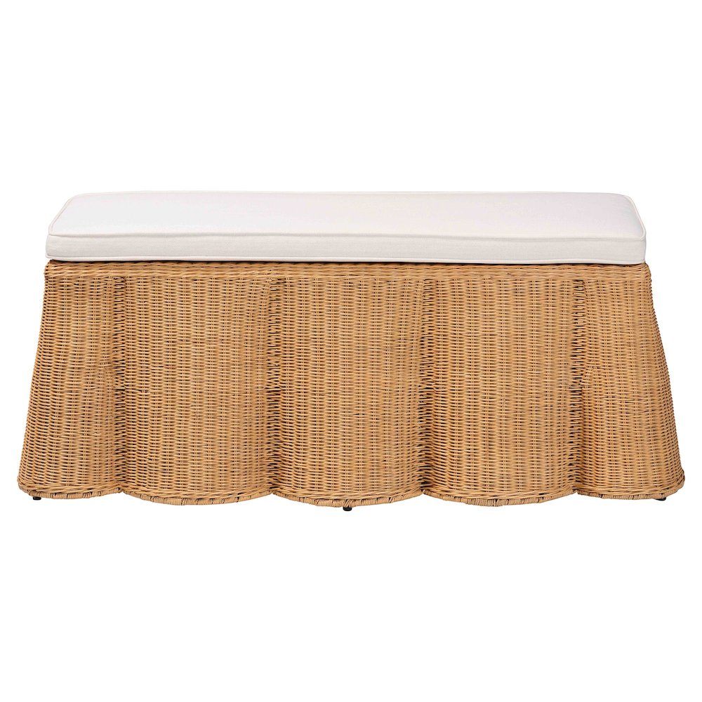 Palm Scallop Natural Rattan Ottoman