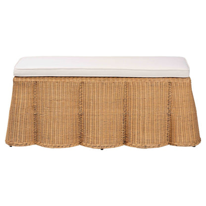 Palm Scallop Natural Rattan Ottoman