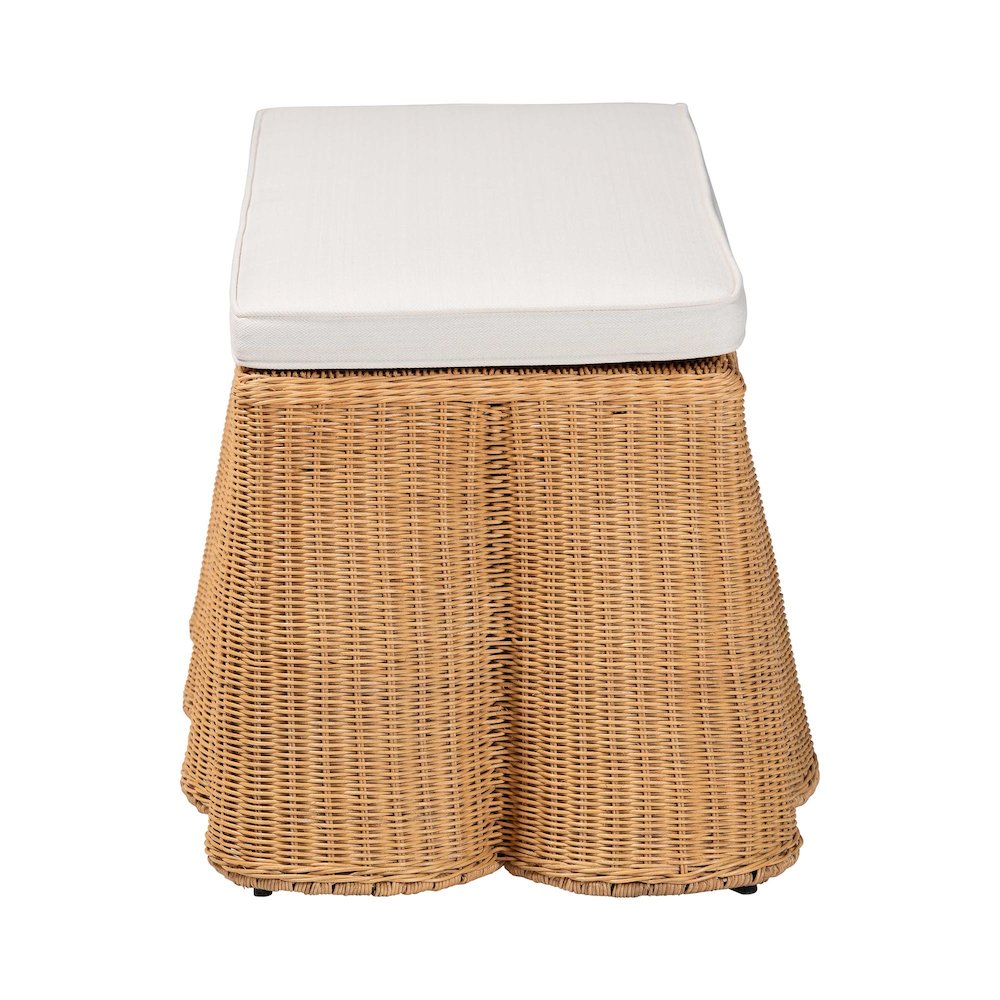 Palm Scallop Natural Rattan Ottoman
