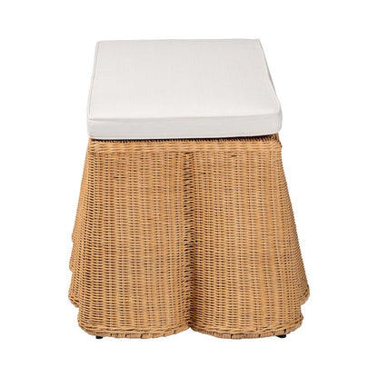 Palm Scallop Natural Rattan Ottoman