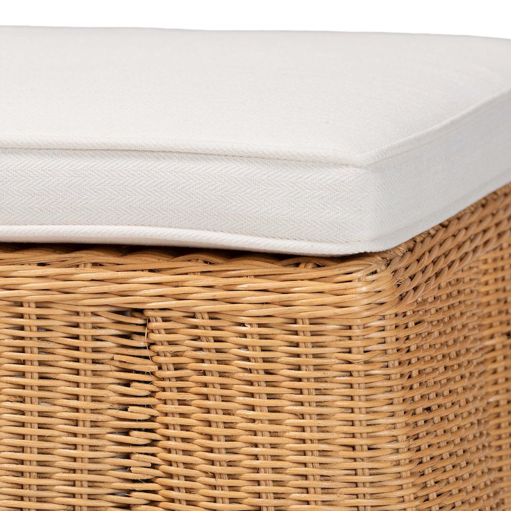 Palm Scallop Natural Rattan Ottoman