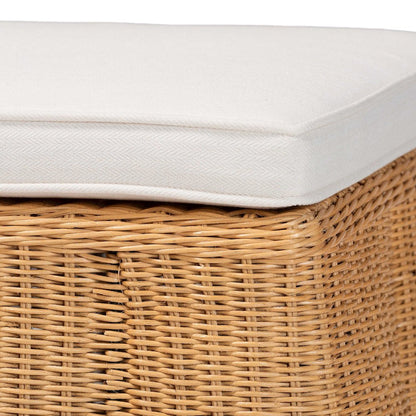 Palm Scallop Natural Rattan Ottoman