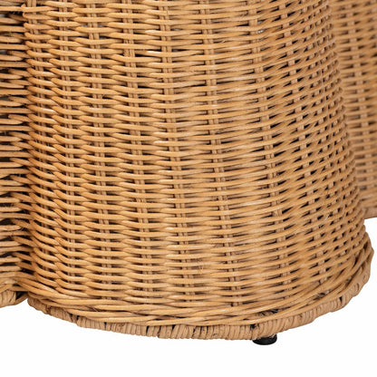 Palm Scallop Natural Rattan Ottoman