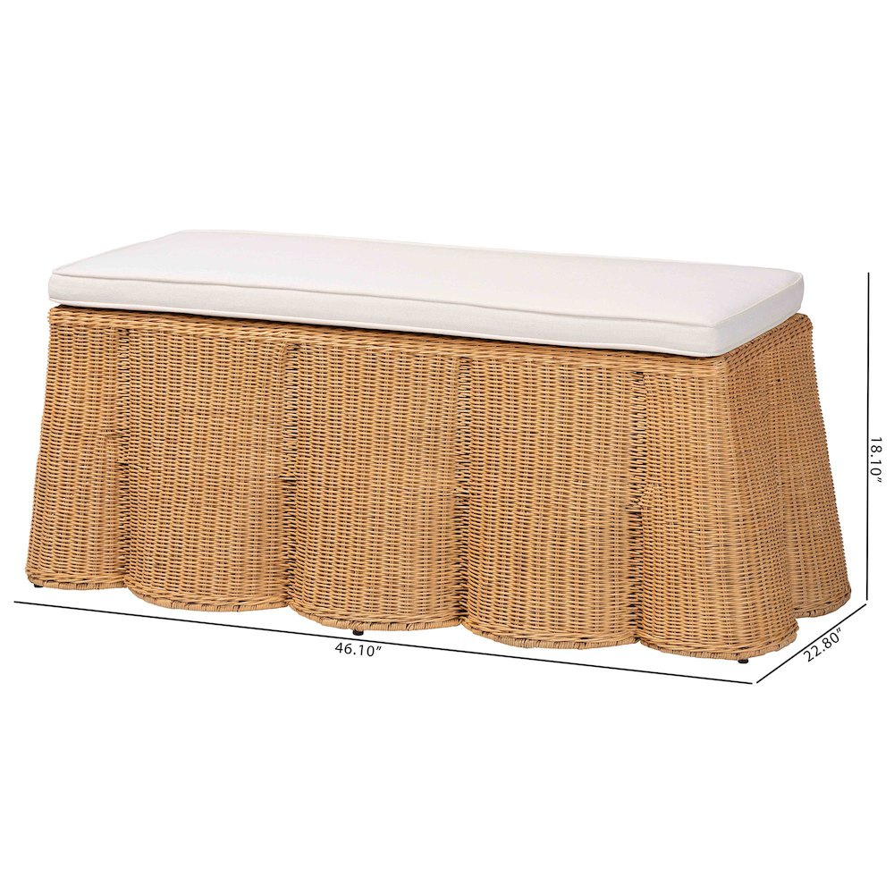 Palm Scallop Natural Rattan Ottoman