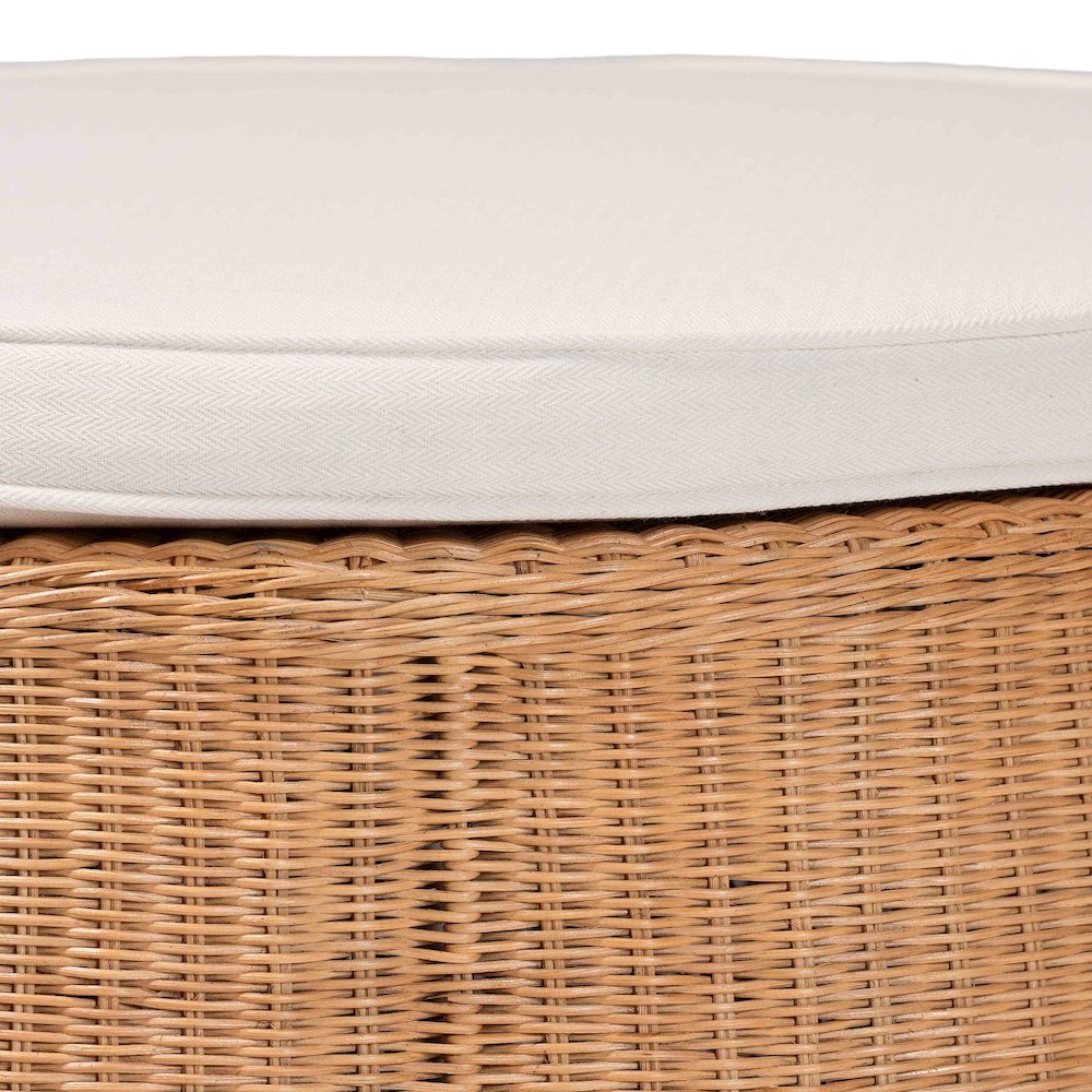 Palm Scallop Natural Rattan Ottoman
