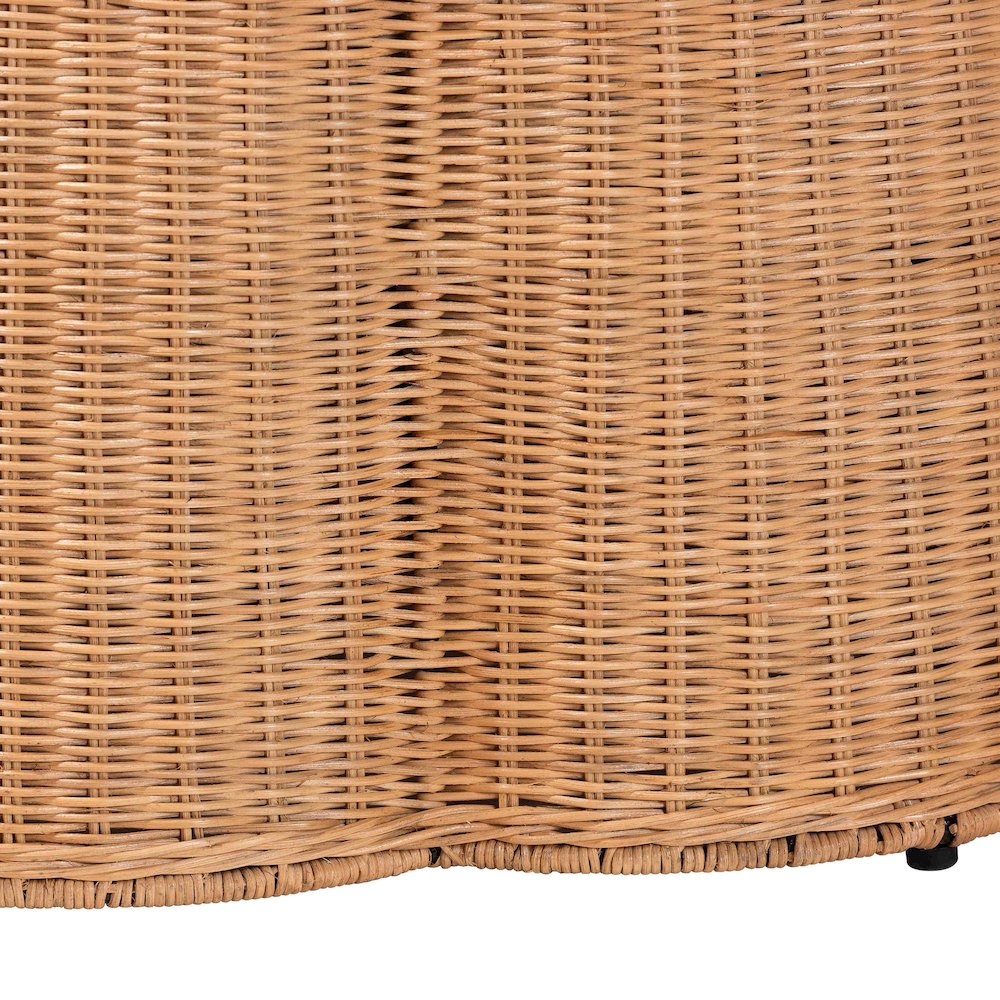 Palm Scallop Natural Rattan Ottoman