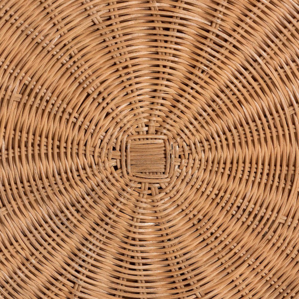 Palm Scallop Natural Rattan Ottoman