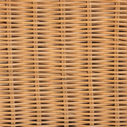 Natural Rattan Daybed - Handwoven Sofa Bed Frame with Scalloped Edge