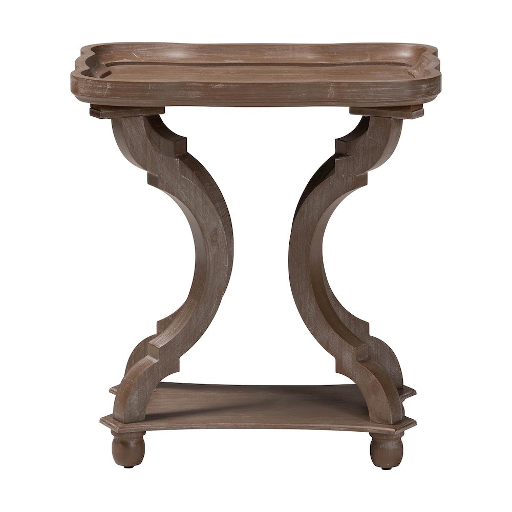 Yannick French Country Antique Brown Wood End Table