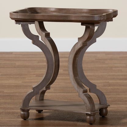 Yannick French Country Antique Brown Wood End Table
