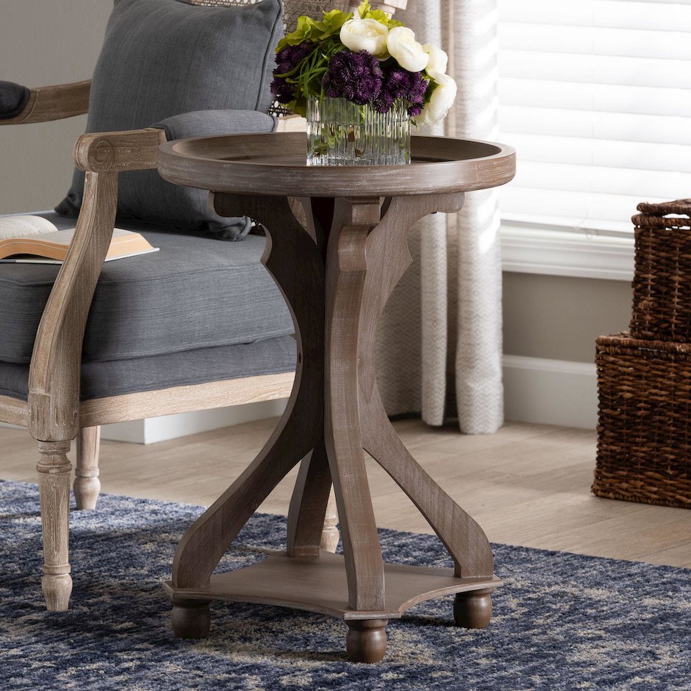 Westlyn French Country Antique Brown Wood End Table