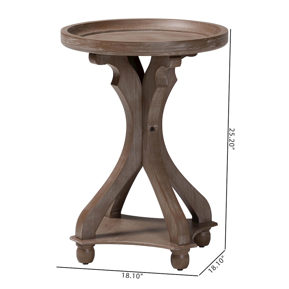 Westlyn French Country Antique Brown Wood End Table