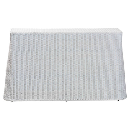 Palm Bohemian White Scallop Rattan Console Table