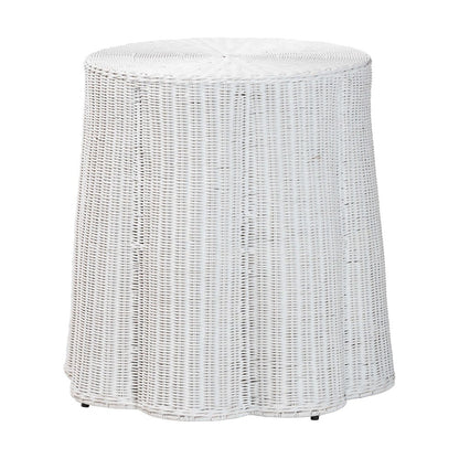 Palm Bohemian White Scalloped Rattan Console Table