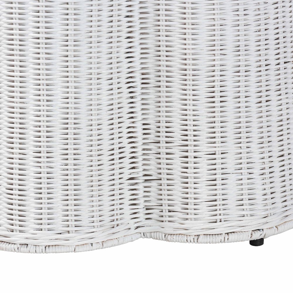 Palm Bohemian White Scalloped Rattan Console Table