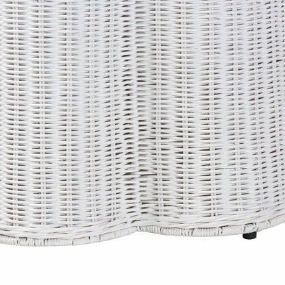 Palm Bohemian White Scalloped Rattan Console Table
