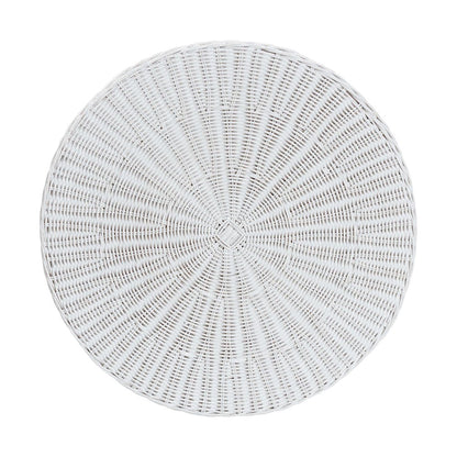 Palm Bohemian White Scalloped Rattan Console Table