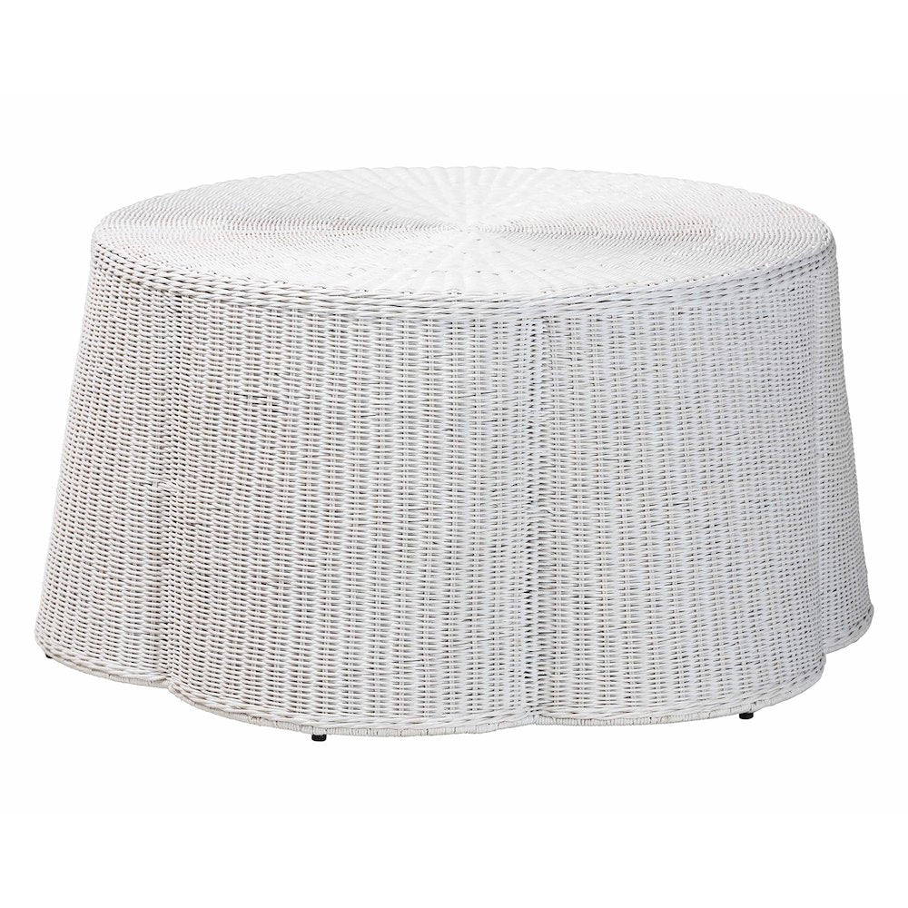 Palm Scalloped Natural Rattan Coffee Table