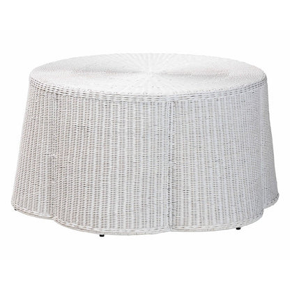 Palm Scalloped Natural Rattan Coffee Table