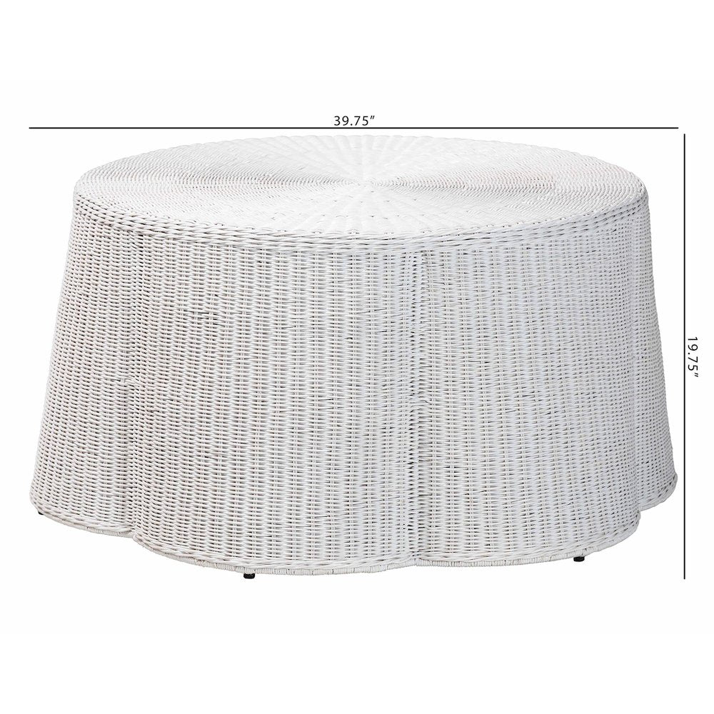 Palm Scalloped Natural Rattan Coffee Table