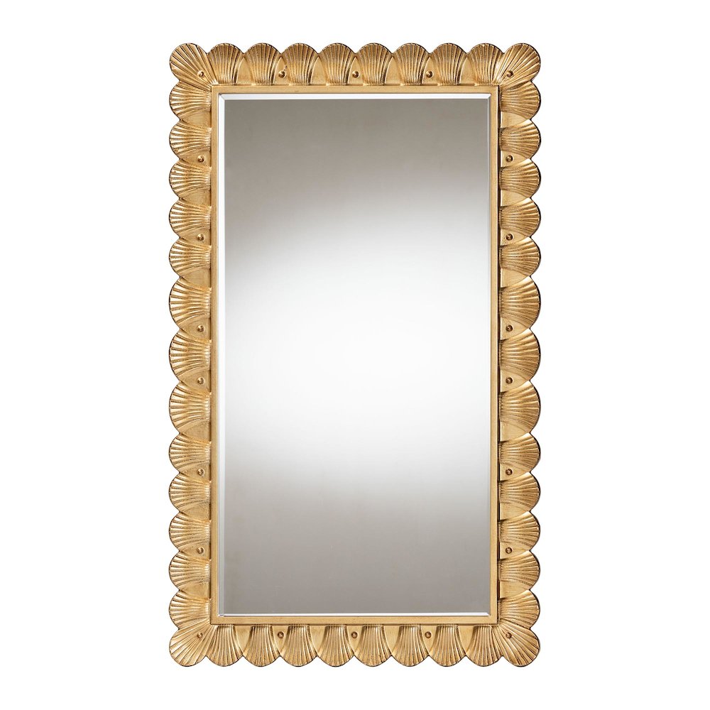Vadim Antique Gold Wood Accent Mirror with Seashell Border