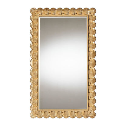 Vadim Antique Gold Wood Accent Mirror with Seashell Border