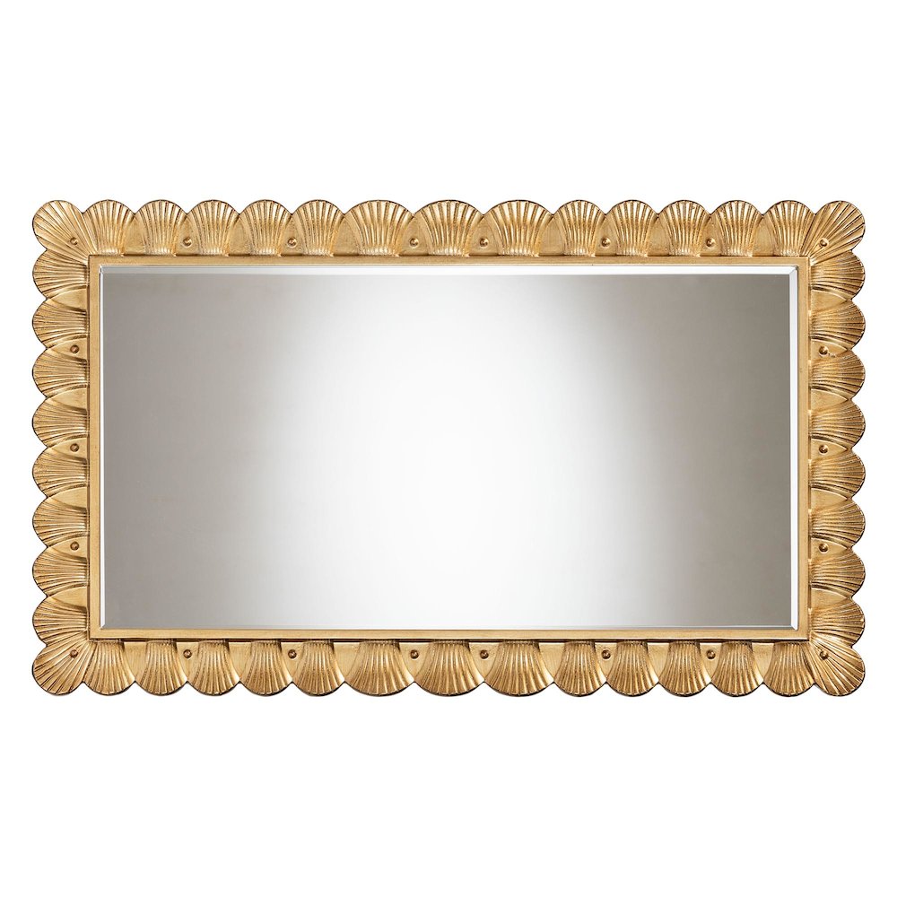 Vadim Antique Gold Wood Accent Mirror with Seashell Border