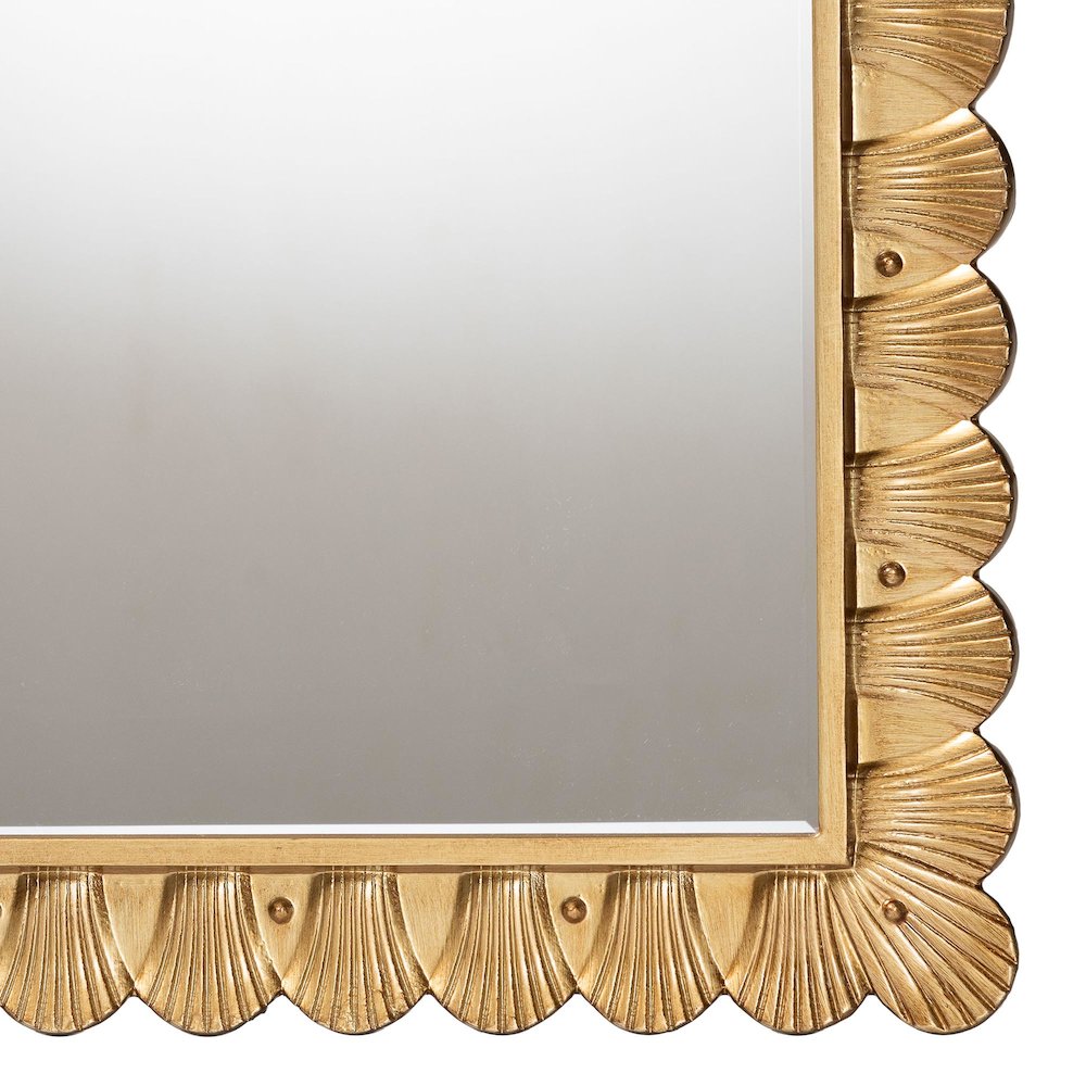 Vadim Antique Gold Wood Accent Mirror with Seashell Border