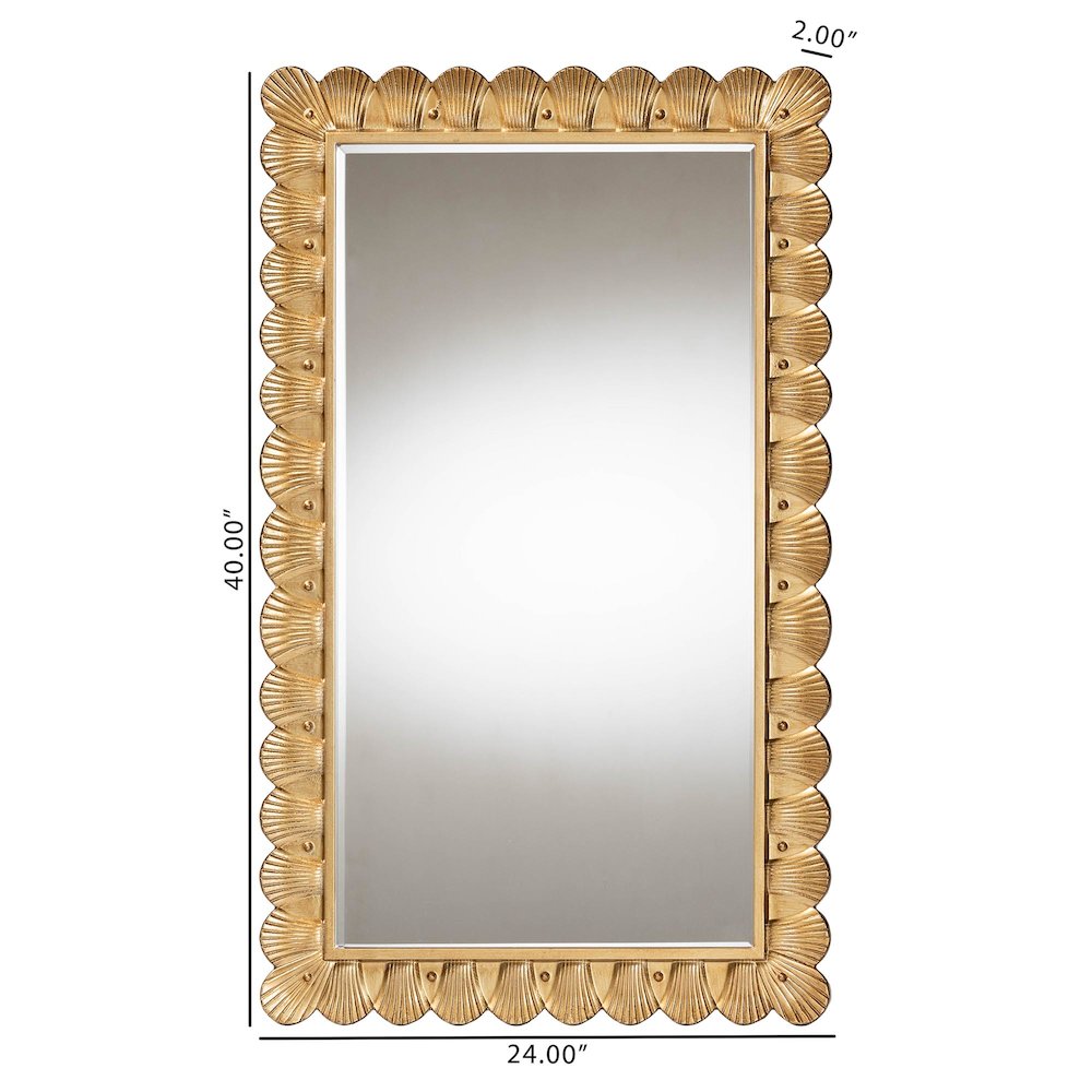 Vadim Antique Gold Wood Accent Mirror with Seashell Border