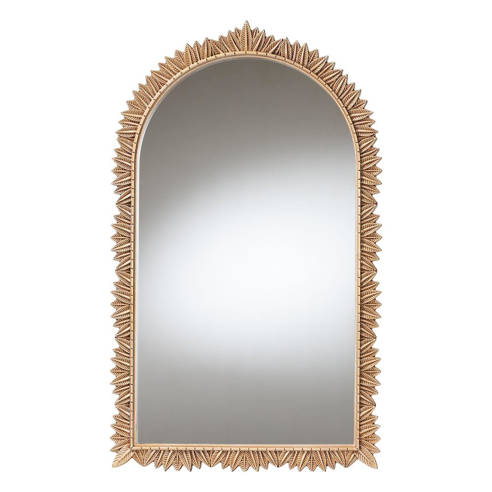 Baxton Studio Caitlin Antique Gold Finished Wood Arch Accent Wall Mirror
