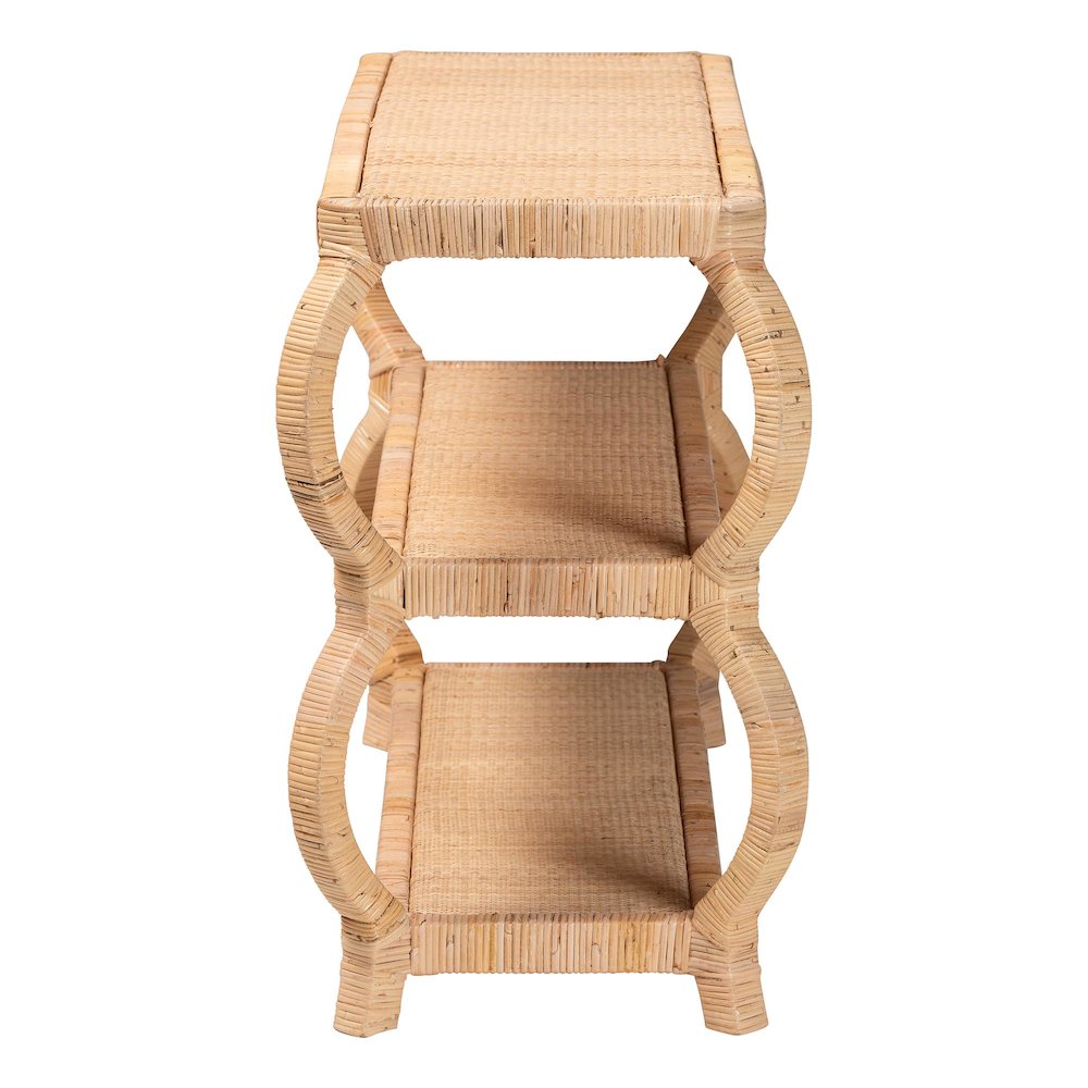 Dalida Bohemian Natural Rattan 3-Tier Console Table