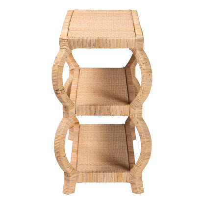 Dalida Bohemian Natural Rattan 3-Tier Console Table