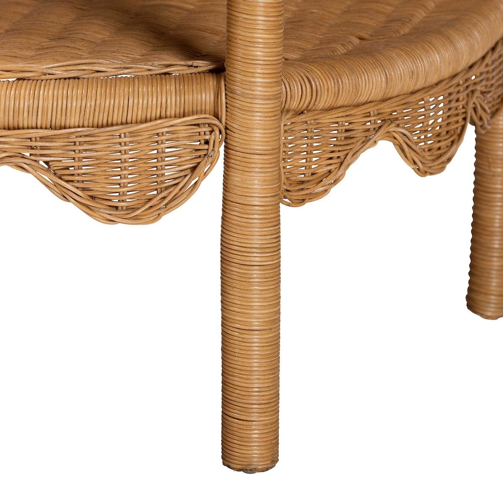 Paisley Bohemian Scallop Light Honey Rattan Console Table