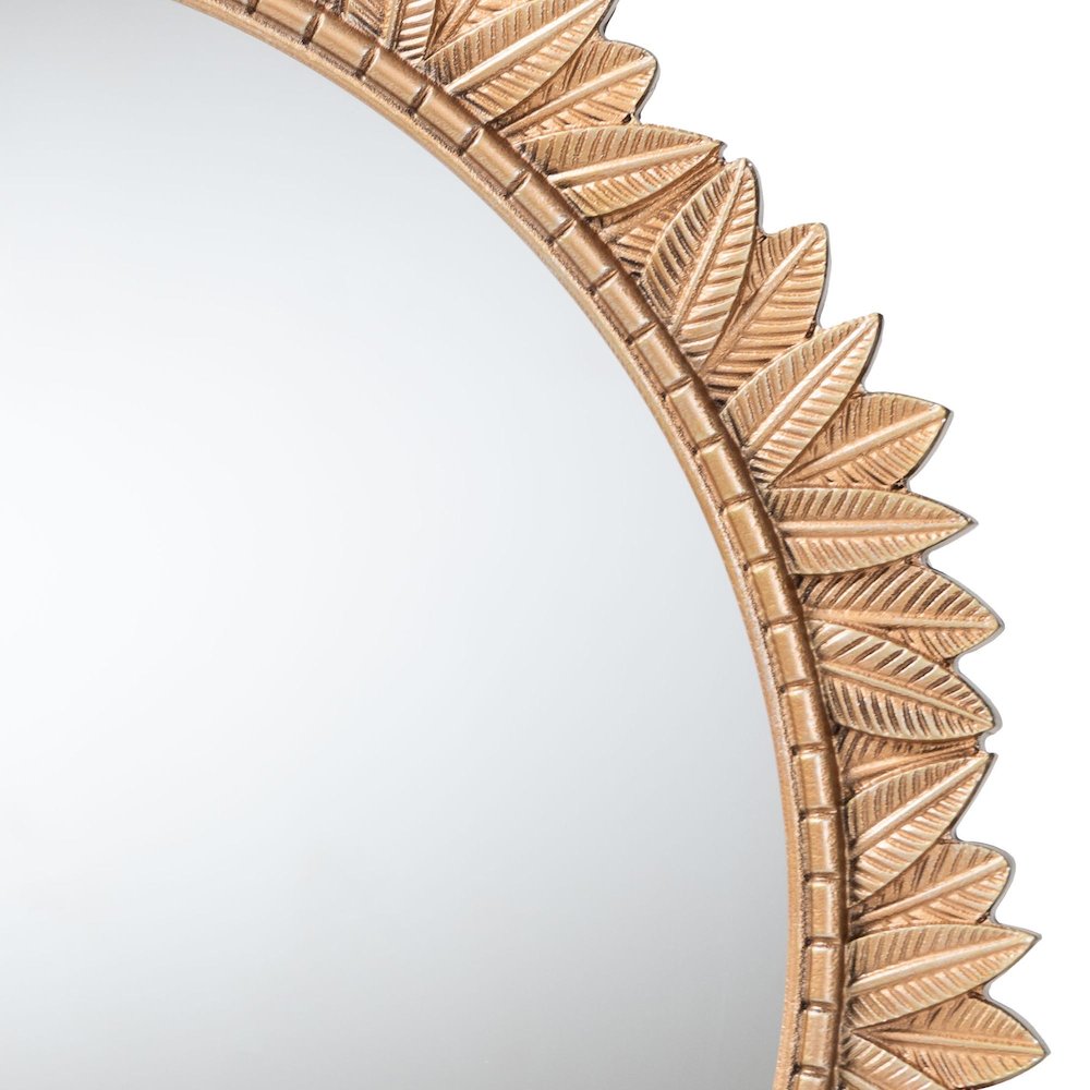 Baxton Studio Caitlin Antique Gold Finished Wood Round Accent Wall Mirror
