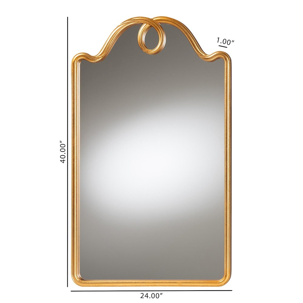 Elian Gold Wall Mirror with Decorative Top – Elegant Rectangular Accent Mirror for Entryway, Living Room, or Bedroom