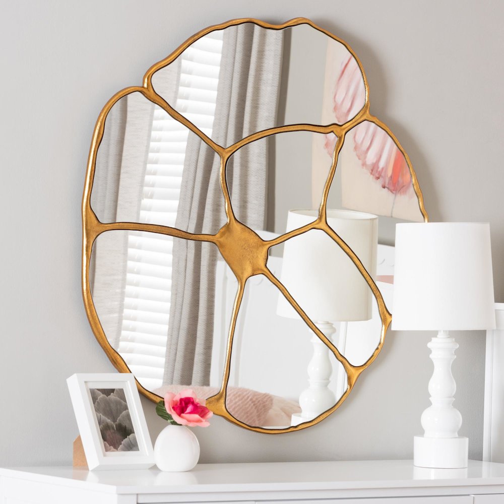 Novia Antique Goldleaf Flower Accent Wall Mirror