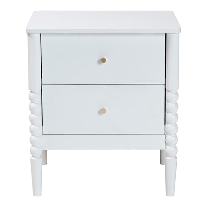Lucera Mid-Century White 2-Drawer Bobbin Nightstand