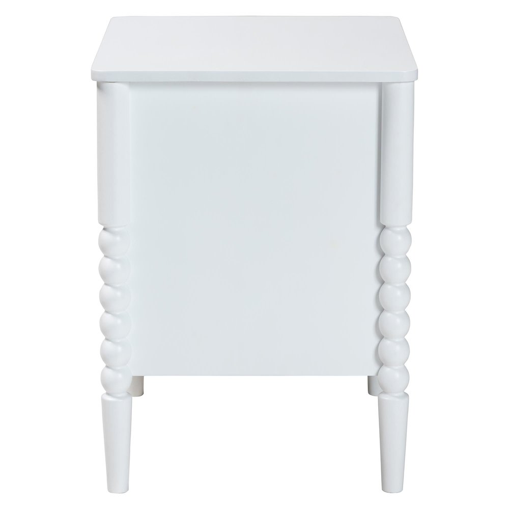 Lucera Mid-Century White 2-Drawer Bobbin Nightstand