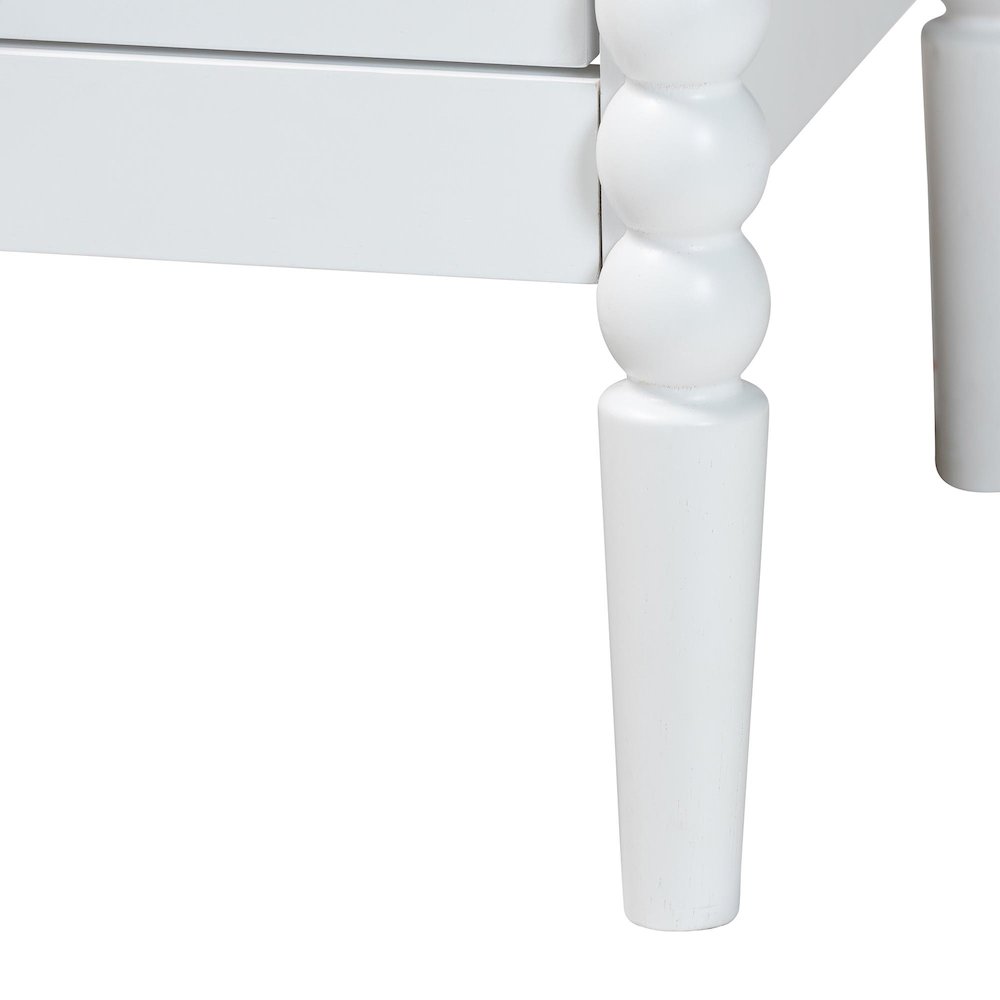 Lucera Mid-Century White 2-Drawer Bobbin Nightstand