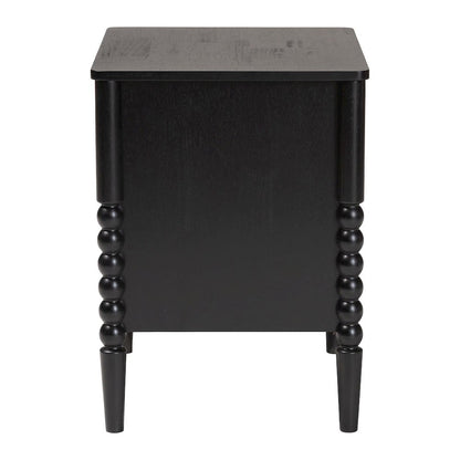 Lucera Mid-Century Black 2-Drawer Bobbin Nightstand