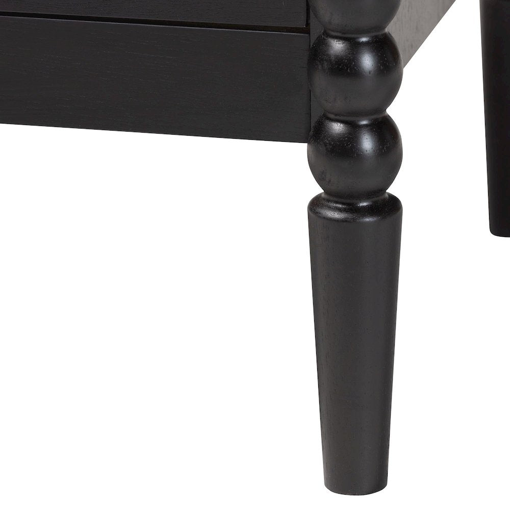 Lucera Mid-Century Black 2-Drawer Bobbin Nightstand