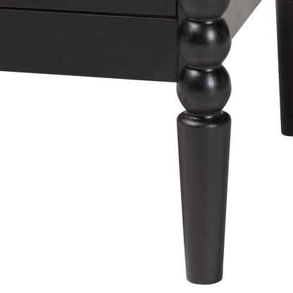 Lucera Mid-Century Black 2-Drawer Bobbin Nightstand