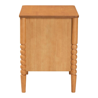 Lucera Mid-Century Oak Brown 2-Drawer Bobbin Nightstand