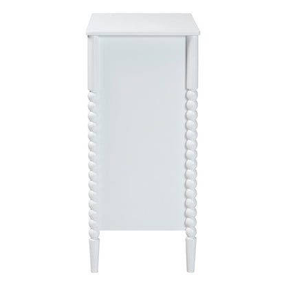 Lucera Mid-Century White Bobbin Wood 4-Drawer Chest