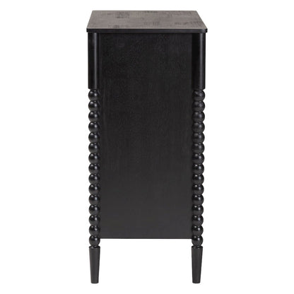 Lucera Mid-Century Black Bobbin Wood 4-Drawer Chest