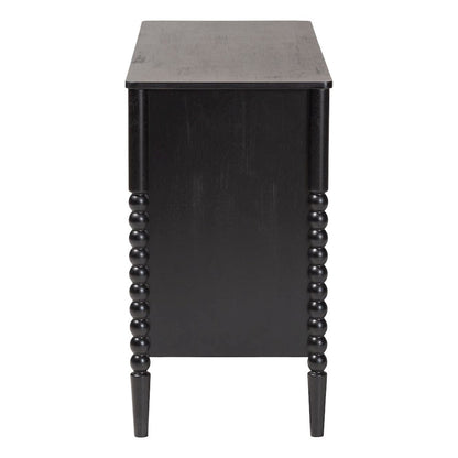 Lucera Mid-Century Black Bobbin Wood 6-Drawer Dresser