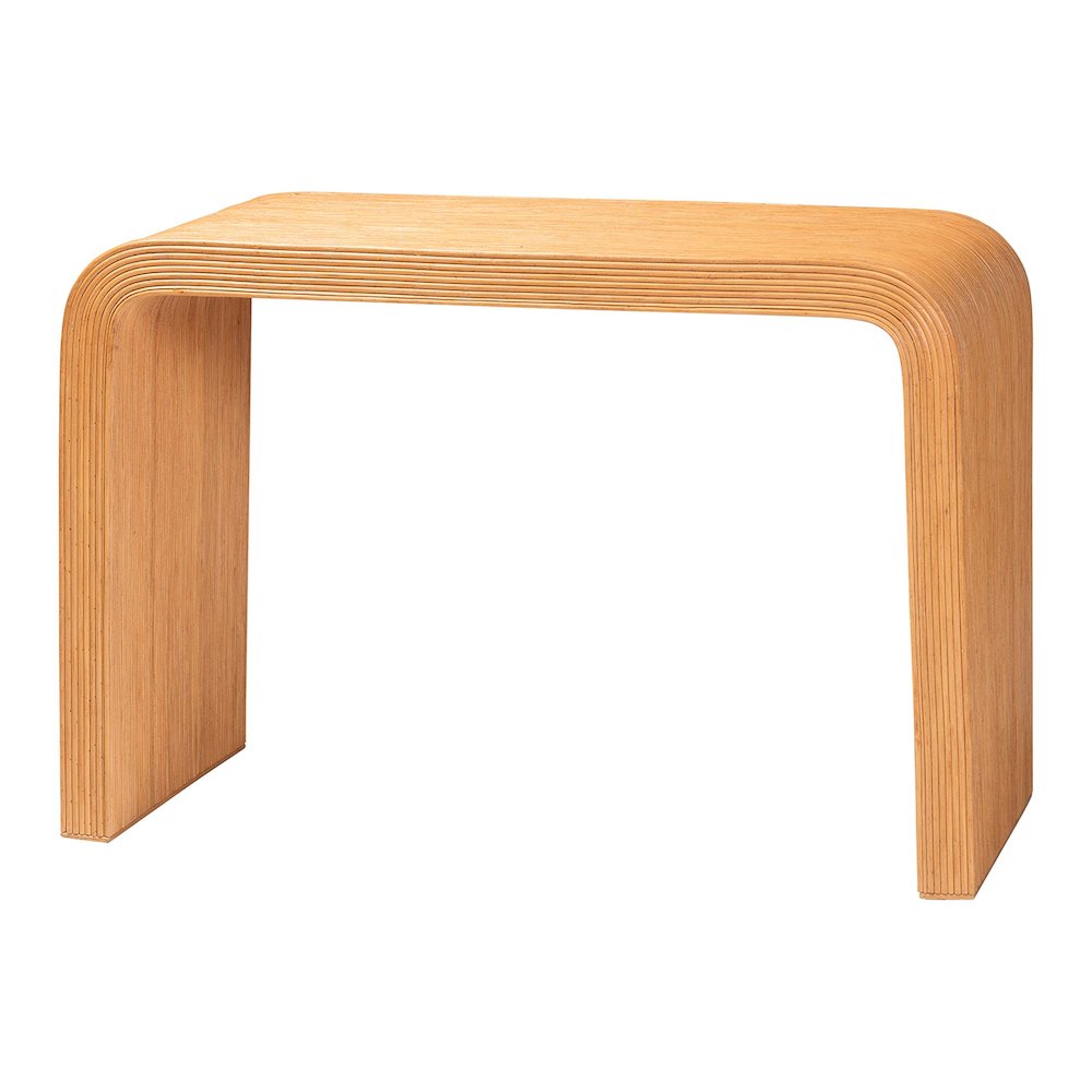Guevara Bohemian Light Honey Fluted Rattan Console Table