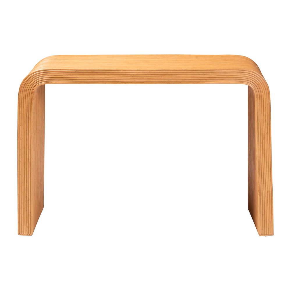 Guevara Bohemian Light Honey Fluted Rattan Console Table